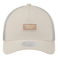 Women's New Era Light Beige Atlanta Braves Tonal Patch 9FORTY M-Crown A-Frame Trucker Adjustable Hat