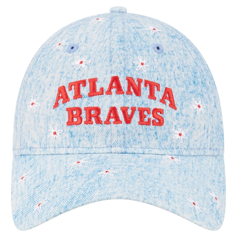 Women's New Era Light Blue Atlanta Braves Daisy All Over 9TWENTY Adjustable Hat