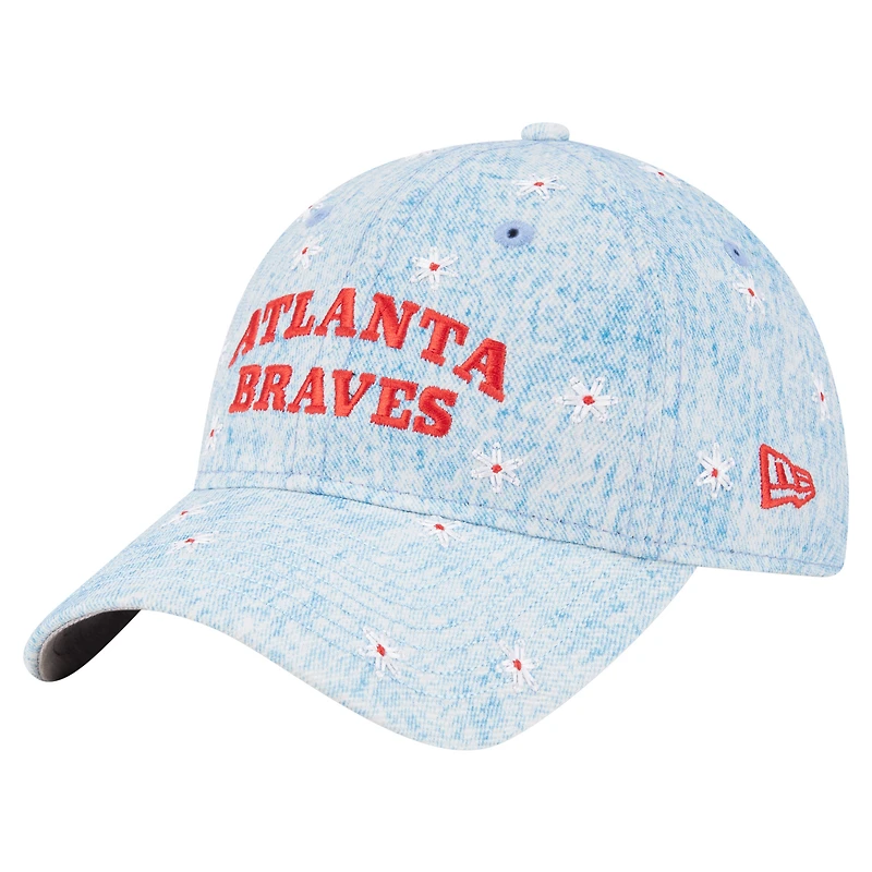 Women's New Era Light Blue Atlanta Braves Daisy All Over 9TWENTY Adjustable Hat