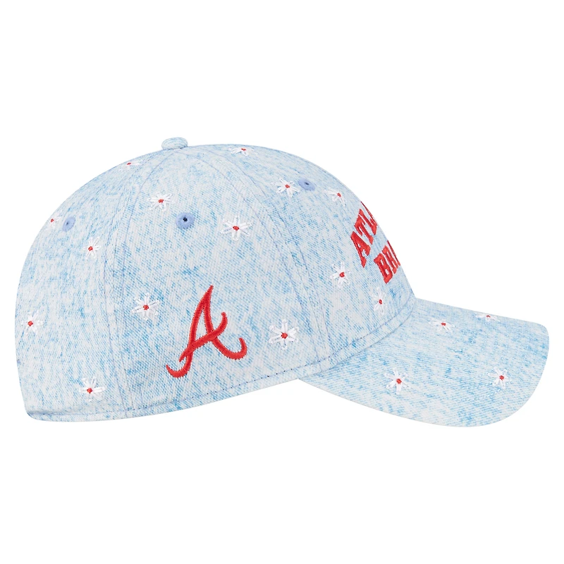 Women's New Era Light Blue Atlanta Braves Daisy All Over 9TWENTY Adjustable Hat