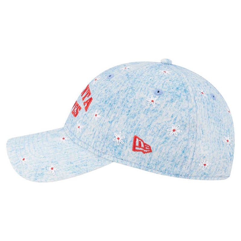 Women's New Era Light Blue Atlanta Braves Daisy All Over 9TWENTY Adjustable Hat