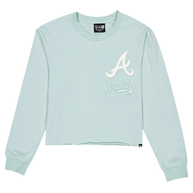 Women's New Era Mint Atlanta Braves Breeze Logo Select Cropped Long Sleeve T-Shirt