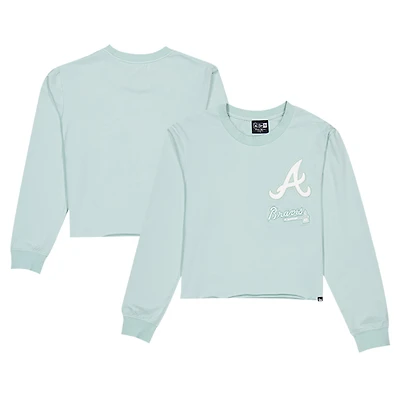 T-shirt court à manches longues avec logo Atlanta Braves Breeze New Era pour femme, menthe