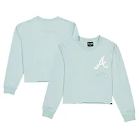 Women's New Era Mint Atlanta Braves Breeze Logo Select Cropped Long Sleeve T-Shirt