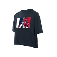 T-shirt New Era bleu marine pour femme avec logo Atlanta Braves