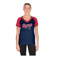 Women's New Era  Navy Atlanta Braves Gameday V-Neck T-Shirt