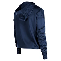 Sweat à capuche demi-zippé New Era pour femmes, bleu marine, Atlanta Braves