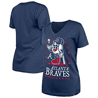 Women's New Era Navy Atlanta Braves Little Miss 2 V-Neck T-Shirt