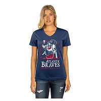 Women's New Era Navy Atlanta Braves Little Miss 2 V-Neck T-Shirt