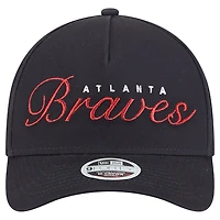 Casquette ajustable New Era bleu marine Atlanta Braves Metallic A-Frame 9FORTY pour femme