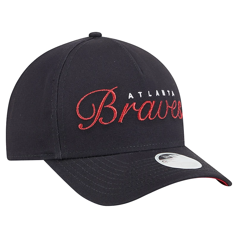 Women's New Era Navy Atlanta Braves Metallic A-Frame 9FORTY Adjustable Hat
