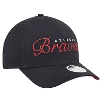 Women's New Era Navy Atlanta Braves Metallic A-Frame 9FORTY Adjustable Hat