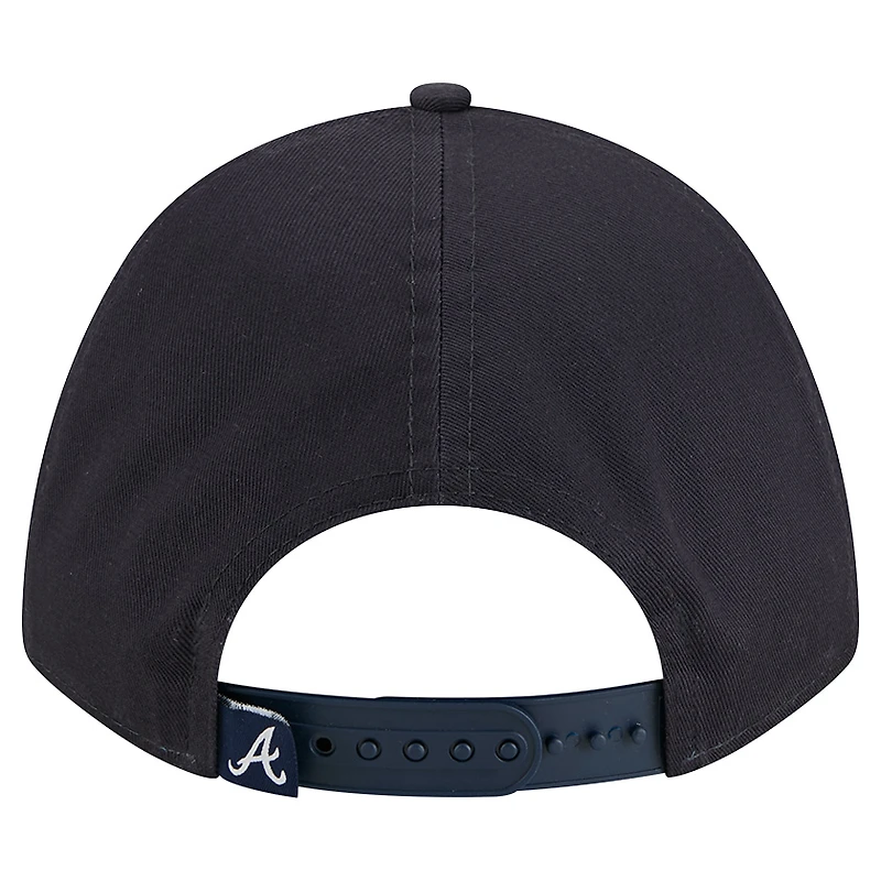Casquette ajustable New Era bleu marine Atlanta Braves Metallic A-Frame 9FORTY pour femme