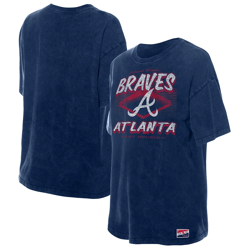 T-shirt oversize bleu marine délavé minéral des Braves d'Atlanta New Era pour femme