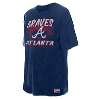 T-shirt oversize bleu marine délavé minéral des Braves d'Atlanta New Era pour femme