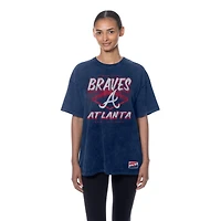 T-shirt oversize bleu marine délavé minéral des Braves d'Atlanta New Era pour femme