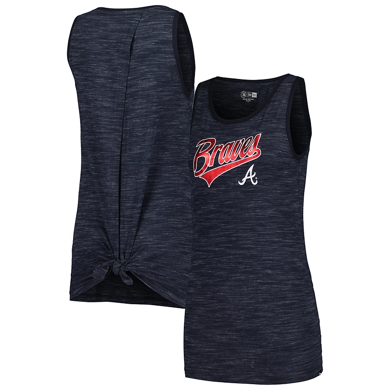 Débardeur bleu marine Atlanta Braves avec nœud dans le dos New Era pour femme