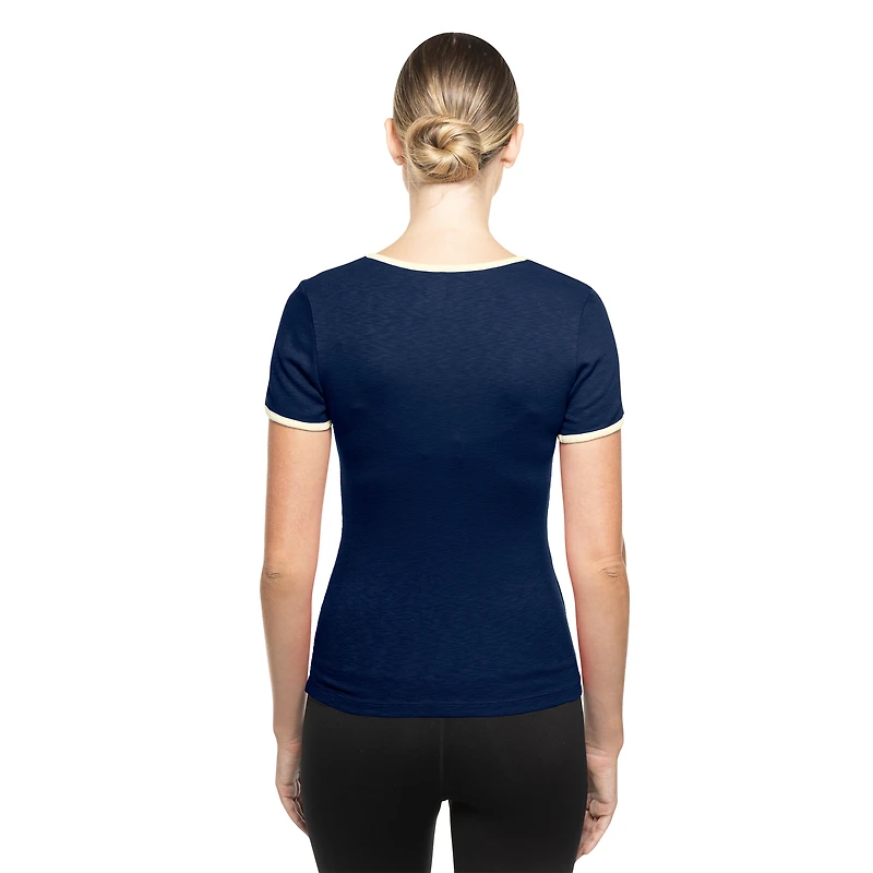 T-shirt à lacets rétro Atlanta Braves bleu marine New Era pour femme