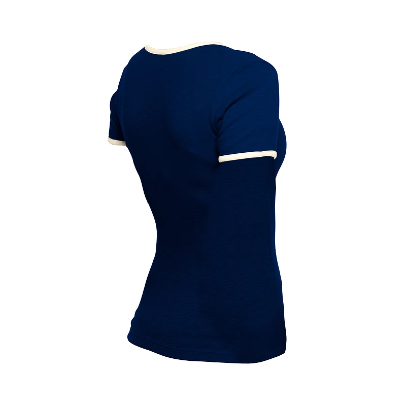 T-shirt à lacets rétro Atlanta Braves bleu marine New Era pour femme