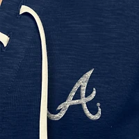 T-shirt à lacets rétro Atlanta Braves bleu marine New Era pour femme