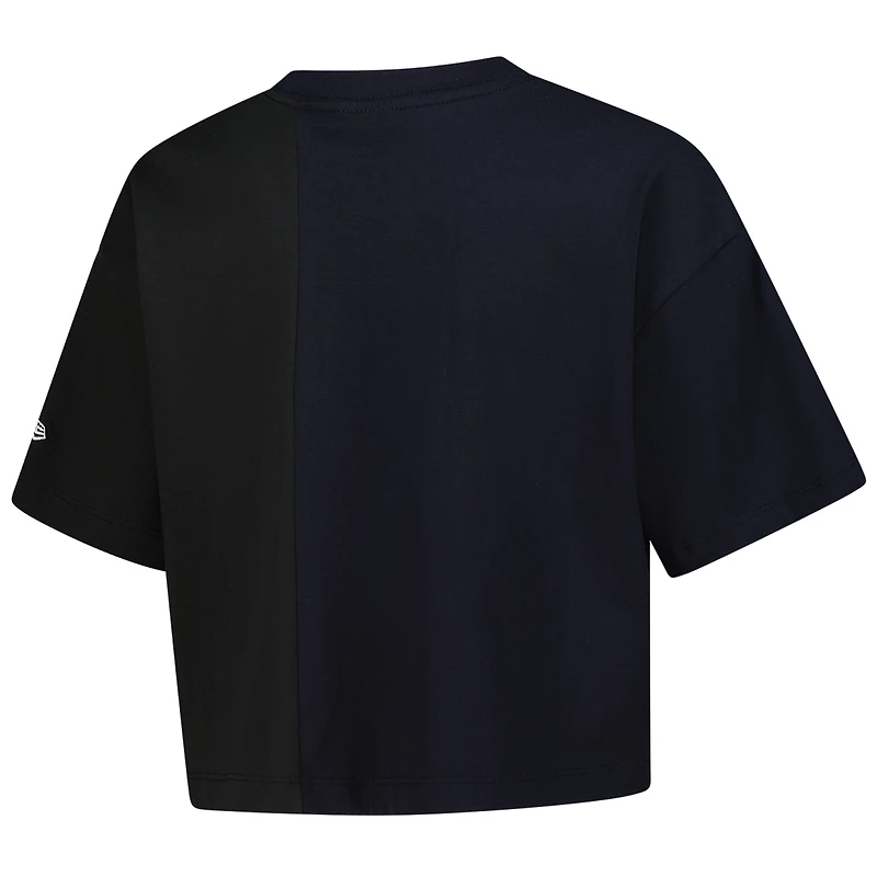 Women's New Era Navy Atlanta Braves Upcycled Colorblocked Boxy Cropped T-Shirt