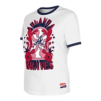 T-shirt surdimensionné Ringer New Era blanc pour femmes des Atlanta Braves