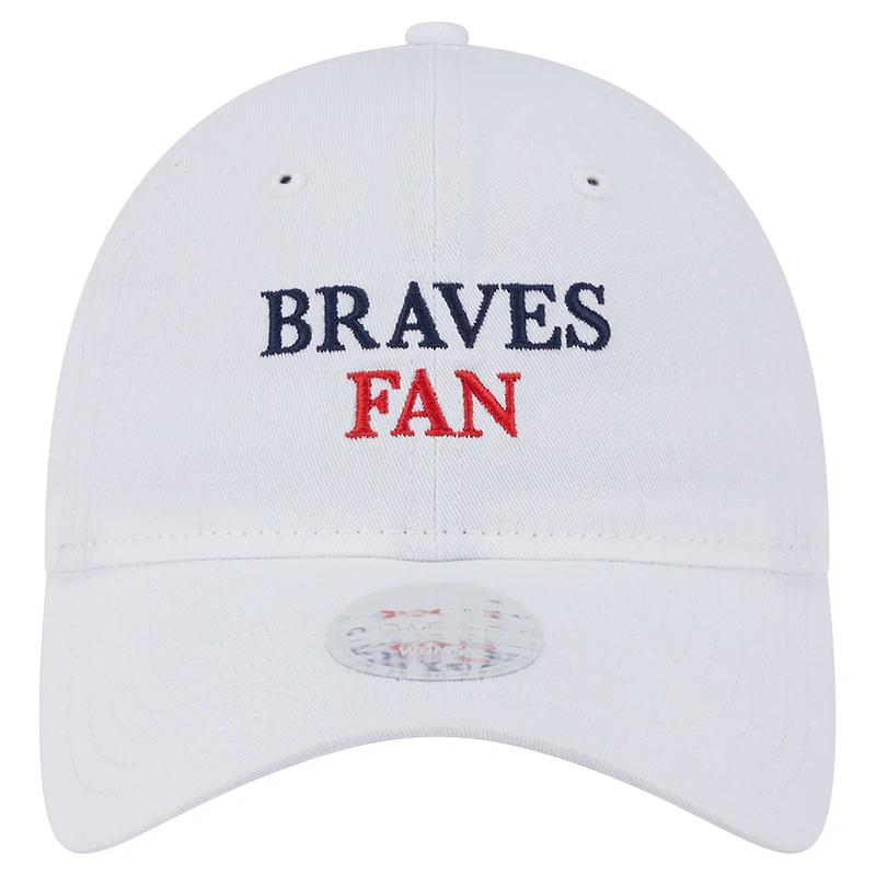 Casquette ajustable 9TWENTY blanche New Era pour femme, motif supporter des Braves d'Atlanta