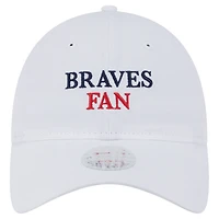 Casquette ajustable 9TWENTY blanche New Era pour femme, motif supporter des Braves d'Atlanta