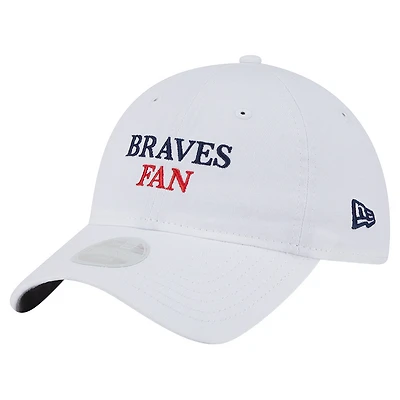 Casquette ajustable 9TWENTY blanche New Era pour femme, motif supporter des Braves d'Atlanta