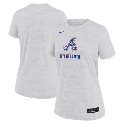 T-shirt Nike Ash Atlanta Braves Authentic Collection City Connect Velocity Dri-FIT pour femme
