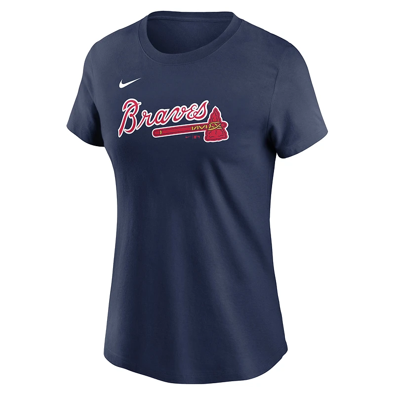 Women's Nike Austin Riley Navy Atlanta Braves Cooperstown Collection Fuse Name & Number T-Shirt