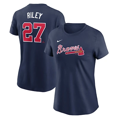 Women's Nike Austin Riley Navy Atlanta Braves Cooperstown Collection Fuse Name & Number T-Shirt