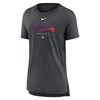 Women's Nike Heather Charcoal Atlanta Braves Authentic Collection Early Work Tri-Blend T-Shirt