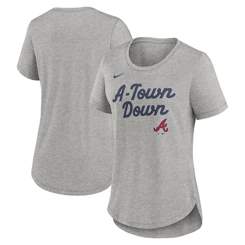 T-shirt Nike gris chiné Atlanta Braves Tri-Blend pour femme