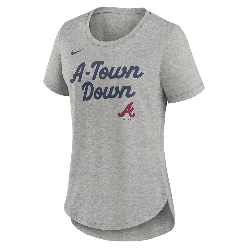T-shirt Nike gris chiné Atlanta Braves Tri-Blend pour femme