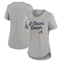 T-shirt Nike gris chiné Atlanta Braves Tri-Blend pour femme