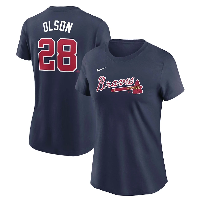 Women's Nike Matt Olson Navy Atlanta Braves Cooperstown Collection Fuse Name & Number T-Shirt