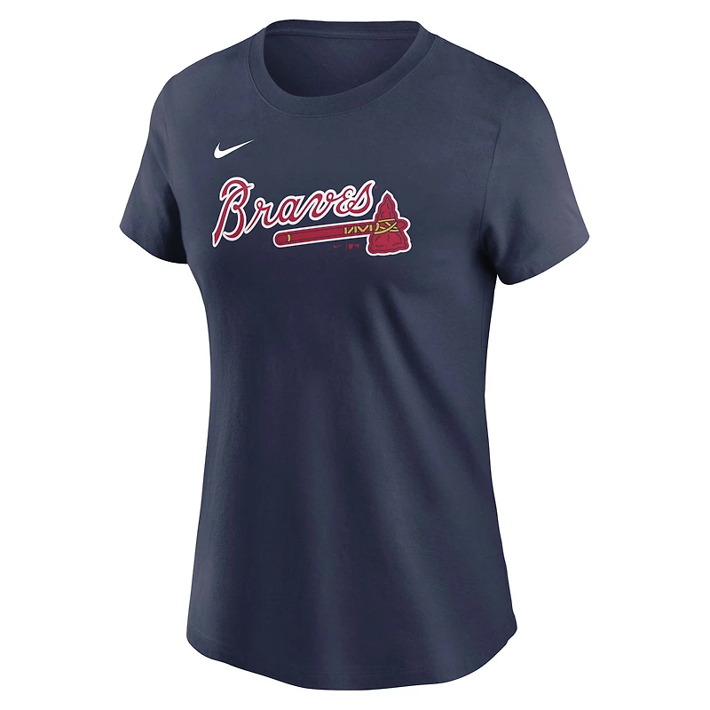 T-shirt Nike Matt Olson bleu marine Atlanta Braves Cooperstown Collection Fuse avec nom et numéro pour femme