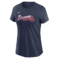 T-shirt Nike Matt Olson bleu marine Atlanta Braves Cooperstown Collection Fuse avec nom et numéro pour femme