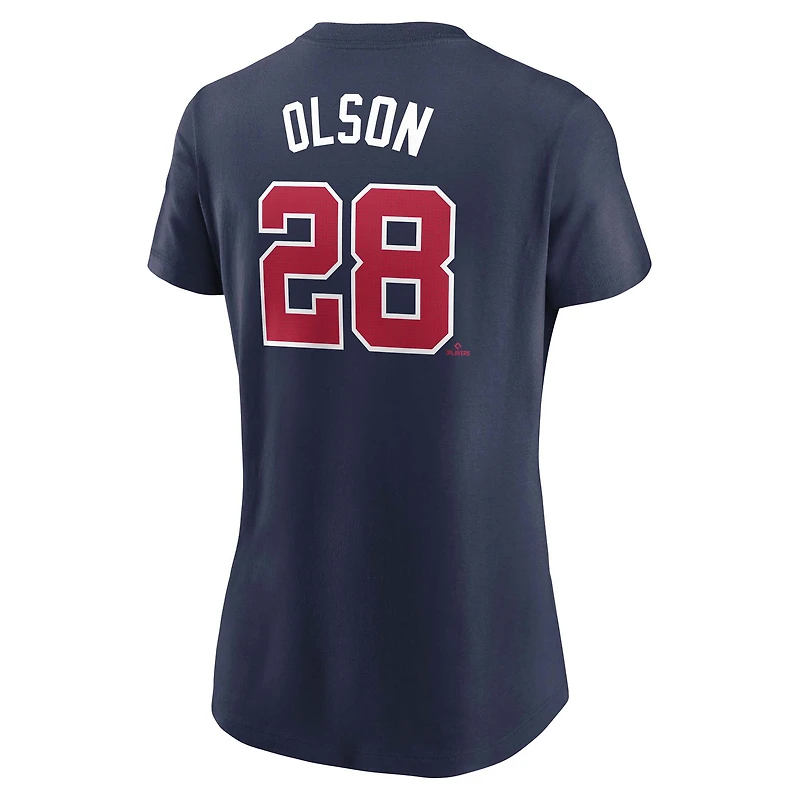 T-shirt Nike Matt Olson bleu marine Atlanta Braves Cooperstown Collection Fuse avec nom et numéro pour femme