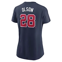 T-shirt Nike Matt Olson bleu marine Atlanta Braves Cooperstown Collection Fuse avec nom et numéro pour femme