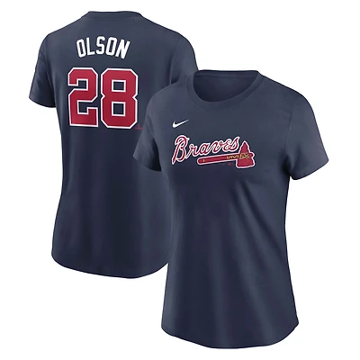 Women's Nike Matt Olson Navy Atlanta Braves Cooperstown Collection Fuse Name & Number T-Shirt