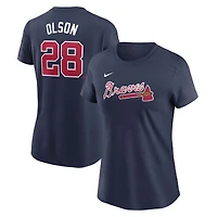 Women's Nike Matt Olson Navy Atlanta Braves Cooperstown Collection Fuse Name & Number T-Shirt