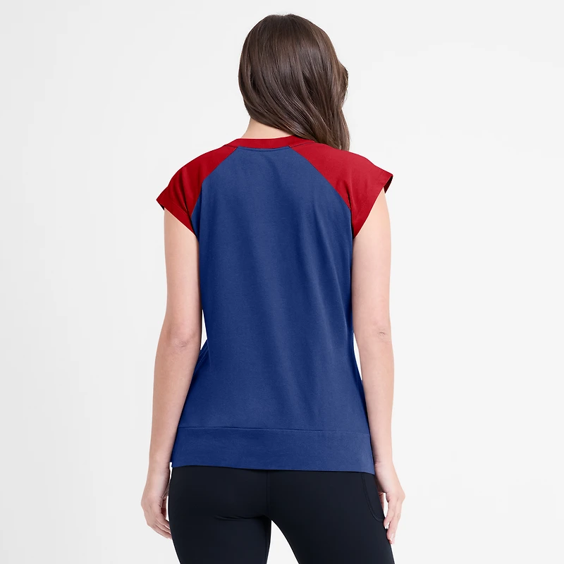 T-shirt raglan Dri-FIT Nike Atlanta Braves Cooperstown Collection pour femme, bleu marine/rouge