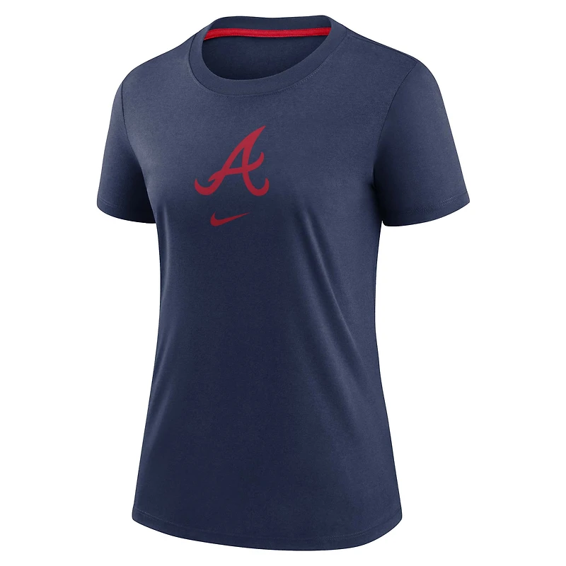 Women's Nike Navy Atlanta Braves Authentic Collection Early Work Tri-Blend T-Shirt
