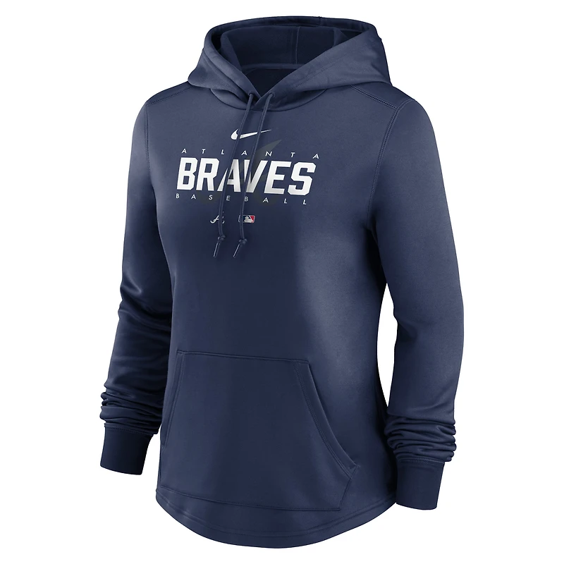 Women's Nike Navy Atlanta Braves Authentic Collection Pregame Performance Pullover Hoodie