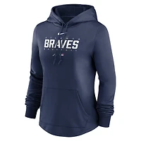 Women's Nike Navy Atlanta Braves Authentic Collection Pregame Performance Pullover Hoodie