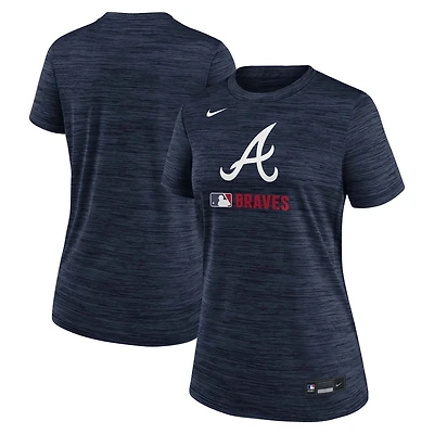 T-shirt Nike bleu marine Atlanta Braves Authentic Collection Velocity Dri-FIT pour femme
