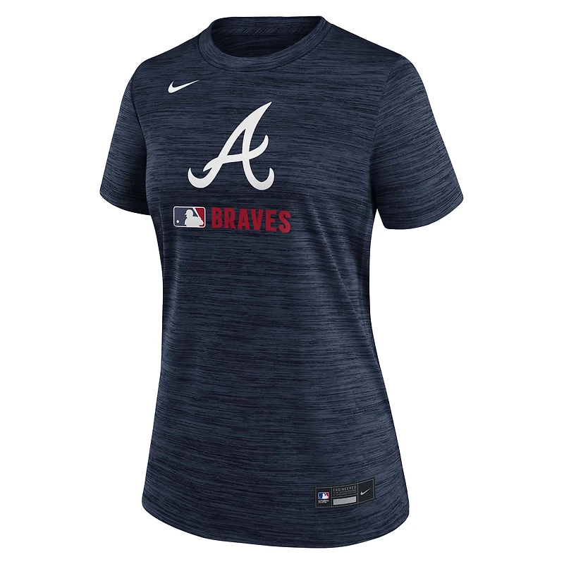 Women's Nike  Navy Atlanta Braves Authentic Collection Velocity Performance T-Shirt