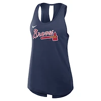 Débardeur Nike bleu marine Atlanta Braves Crisscross Dri-FIT pour femme